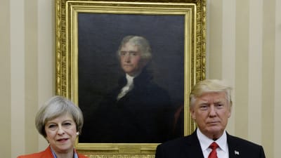 Theresa May på besök i Vita huset hos Donald Trump 27.1.2017.