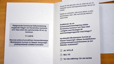 Valsedel för den rådgivande folkomröstningen i Korsholm.