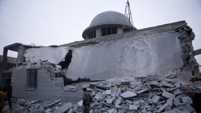 Förstörd moské i Azaz