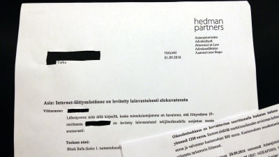 I brevet som Per fick uppmanas han att betala 1 200 euro för fildelning.