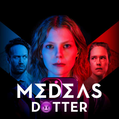 Affisch för djuddramaserien Medeas dotter. Från vänster Elmer Bäck, Tyra Wingren och .Jessica Grabowsky. 