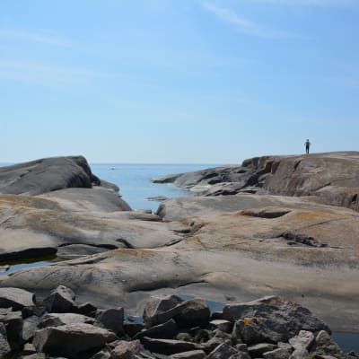 Havsklippor i soligt väder. 