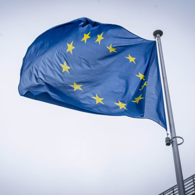 Euroopan unionin lippu liehuu EU-parlamentin edessä Brysselissä. 