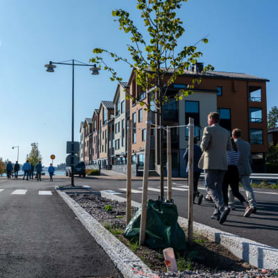 Bostadsområde vid strand.