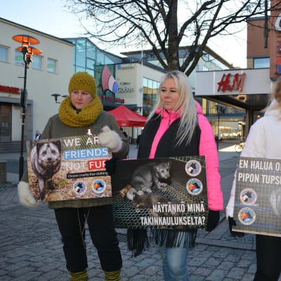 Demonstration mot pälsdjurshållning i Karleby