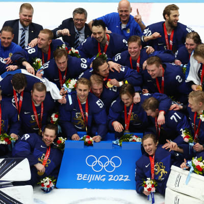 Leijonien kultajoukkueen joukkuekuva.