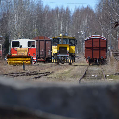 Gamla godsvagnar på järnvägsstationen i Borgå