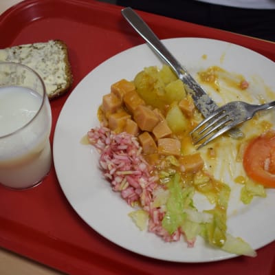 Kouluruokaa lautasella