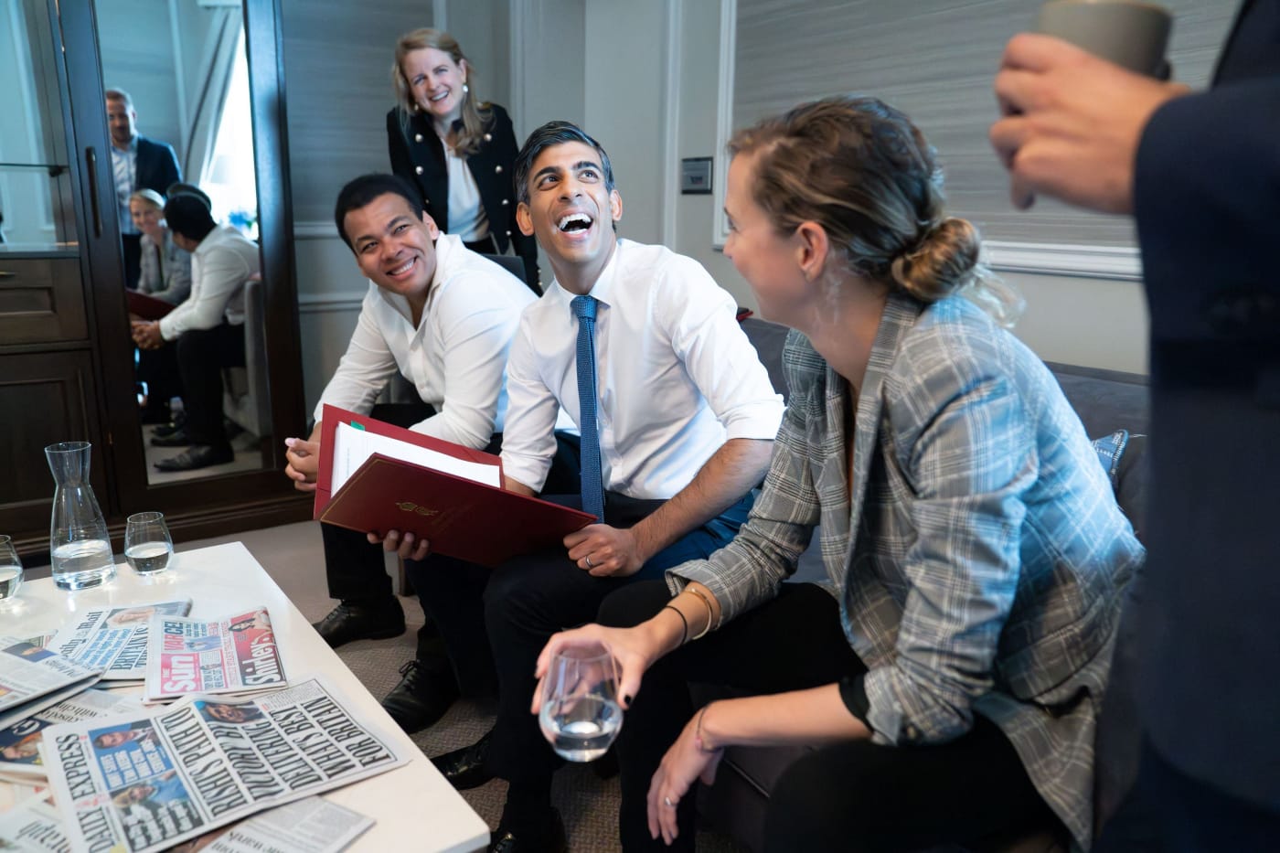 Rishi Sunak in a hotel room.