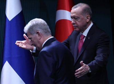 Turkiets president Recep Tayyip Erdogan och Finlands president Sauli Niinistö. 