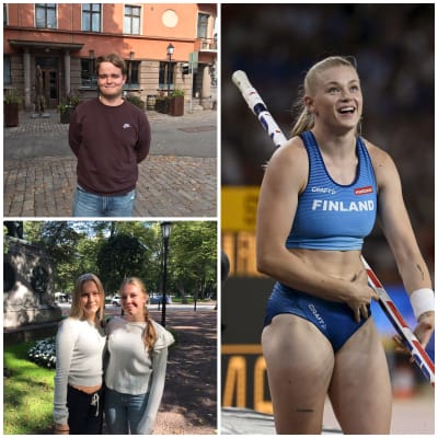 Bildcollage med stavhopparen Wilma Murto och åbobor.