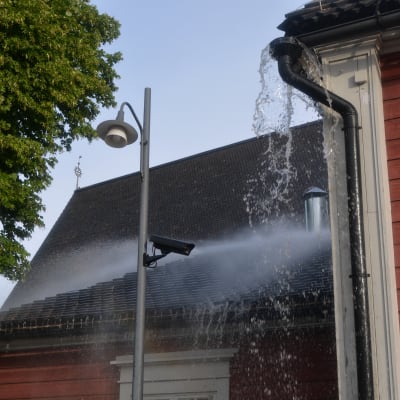 sprinklertest på på lilla kyrkan invid borgå domkyrka 02.09.15