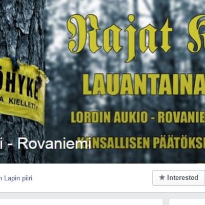 Rajat kiinni -tapahtuman ilmoitus facebookissa.