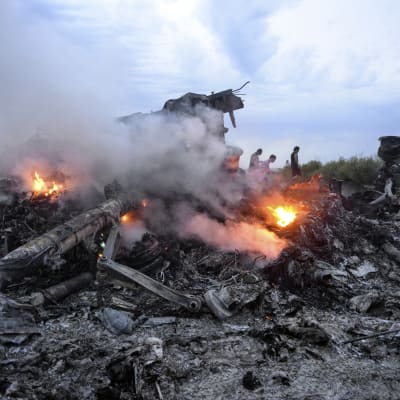 Varket av nedskjutna Malaysian Airlines MH17 i östra Ukraina.