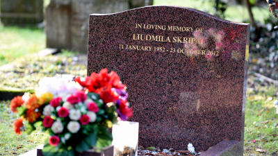 Ljudmila Skripals grav i Salisbury fotograferad på torsdagen den 8 mars.