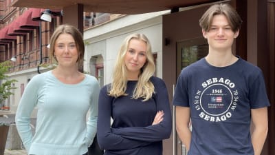Eleverna Katja, Nora och August vid Viktor Rydberg gymnasium i Stockholm.