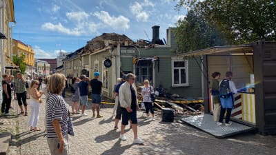 Anis Cafe efter branden i Gamla stan i Borgå. 