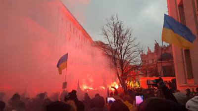 Demonstration i Kiev, Ukraina.