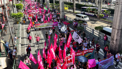 Första maj demonstration i filippinernas huvudstad Manila.