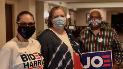 Tre demokratiska partidelegater i Delaware som stöder Joe Biden i presidentvalet 2020