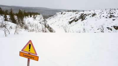 Varning för snöskred i Kulmakuru i Saariselkä.