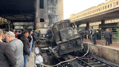 Brand på järnvägsstationen i Kairo
