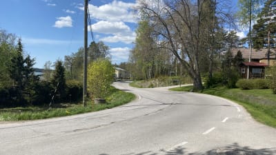En krokig asfaltsväg.