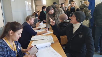 Vallokal i centrala Moskva på valdagen 18 mars 2018. 