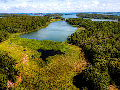 flygbild på Pähkinäis som är en ö i Skärgårdshavet i kommunen Nådendal