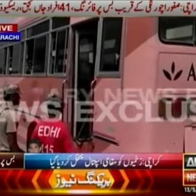 Attack mot en buss i Karachi i Paikstan.