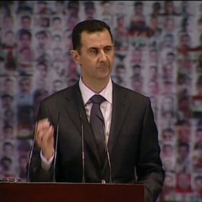 al-Assad talade inför sina anhängare i Damaskus