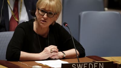 Sveriges utrikesminister Margot Wallström i FN:s säkerhetsråd i maj 2016.