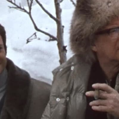Kekkonen ja prinssi Kaarle Kustaa perinteisellä hiihtolomalla Lapissa 1970.