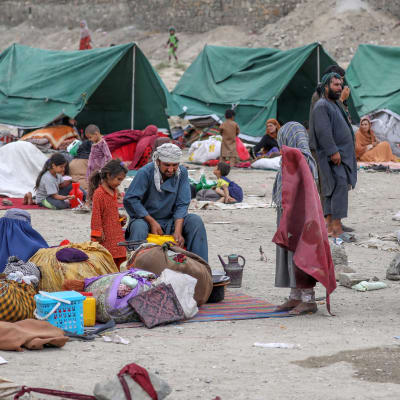 Flyktingfamiljer i flyktingläger i Kabul i Afghanistan. 