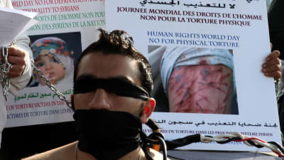 Arkivbild på demonstration i Beirut i krav om skydd för tortyrhotade syrier.