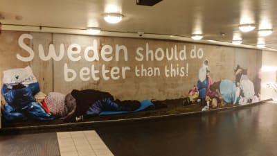 Sverigedemokraternas reklamkampanj mot tiggeri i Stockholms tunnelbana.