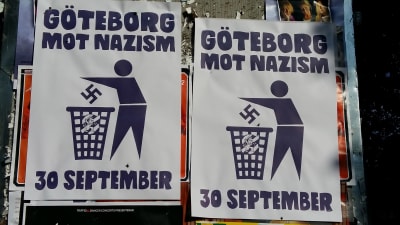 Affischer mot nynazistisk demonstation i Göteborg.