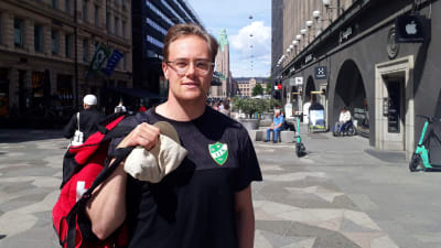Jonatan Berg, studerande, i Helsinfors centrum.