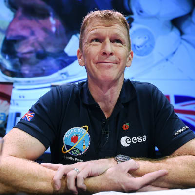 astronauten Tim Peake inför sitt uppdrag på ISS i november 2015