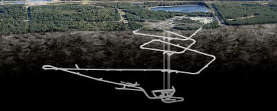 Slutförvaringsanläggningen för kärnavfall i Onkalo. Bränslestavarna från kärnkraftverken isoleras i långa kopparkapslar som sedan sängs ner i cylinderformade hål där de ska liggga i 100 000 år.