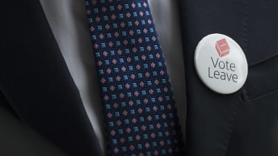 Kampanjbrosch för lämna-sidan i folkomröstningen om Storbritanniens medlemskap i EU.