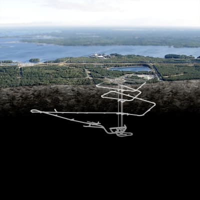 Slutförvaringsanläggningen för kärnavfall i Onkalo. Bränslestavarna från kärnkraftverken isoleras i långa kopparkapslar som sedan sängs ner i cylinderformade hål där de ska liggga i 100 000 år.