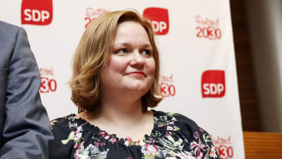 Krista Kiuru efter SDP:s presskonferens 4.6.2019.
