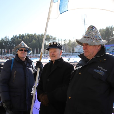 Pertti Kojo, Pentti Kojo ja Reijo Nurminen Salapausselän kisoissa 29.2.2020.