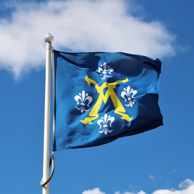 Flagga med Åbos stadsvapen.