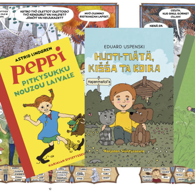 Karjalan kielisten kirjojen kansia.