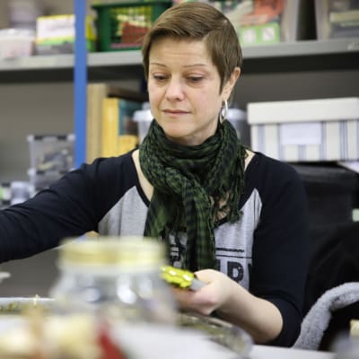 Anne Sorsa tekee joulukoristeita