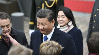 Kinas ledare Xi Jinping vid slottet i Helsingfors.