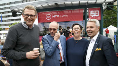 Matti Vanhanen, Nils Torvalds, Merja Kyllönen och Pekka Haavisto