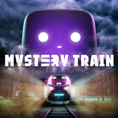 Train from the game called Mystery Train, on the background there is mysterious figure.